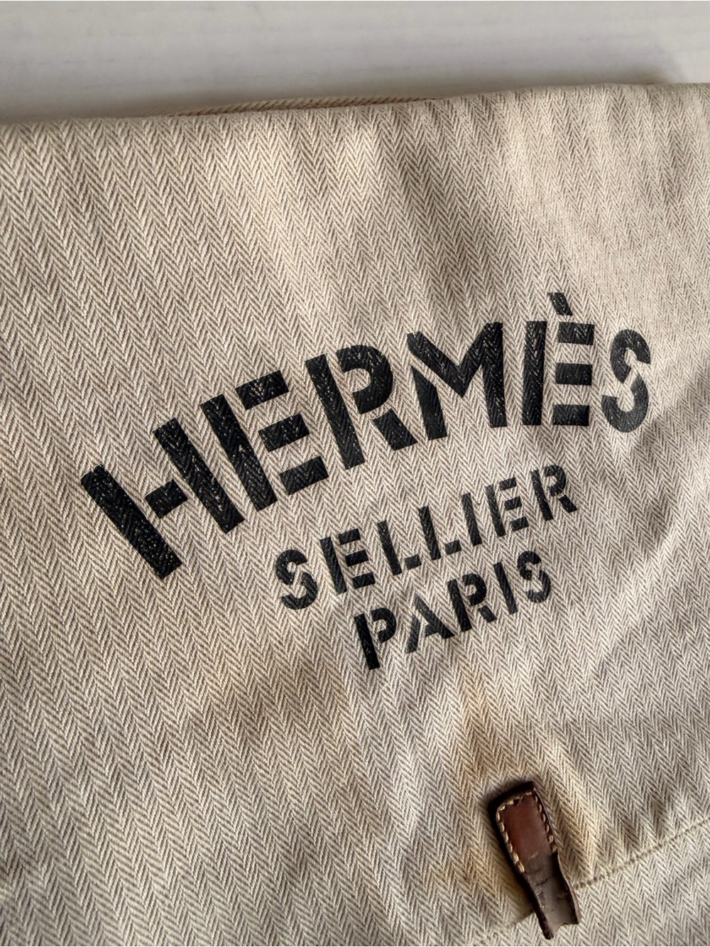 Hermes Beige Canvas Crossbody/clutch bag with Leather Trim - Picture 3 of 13
